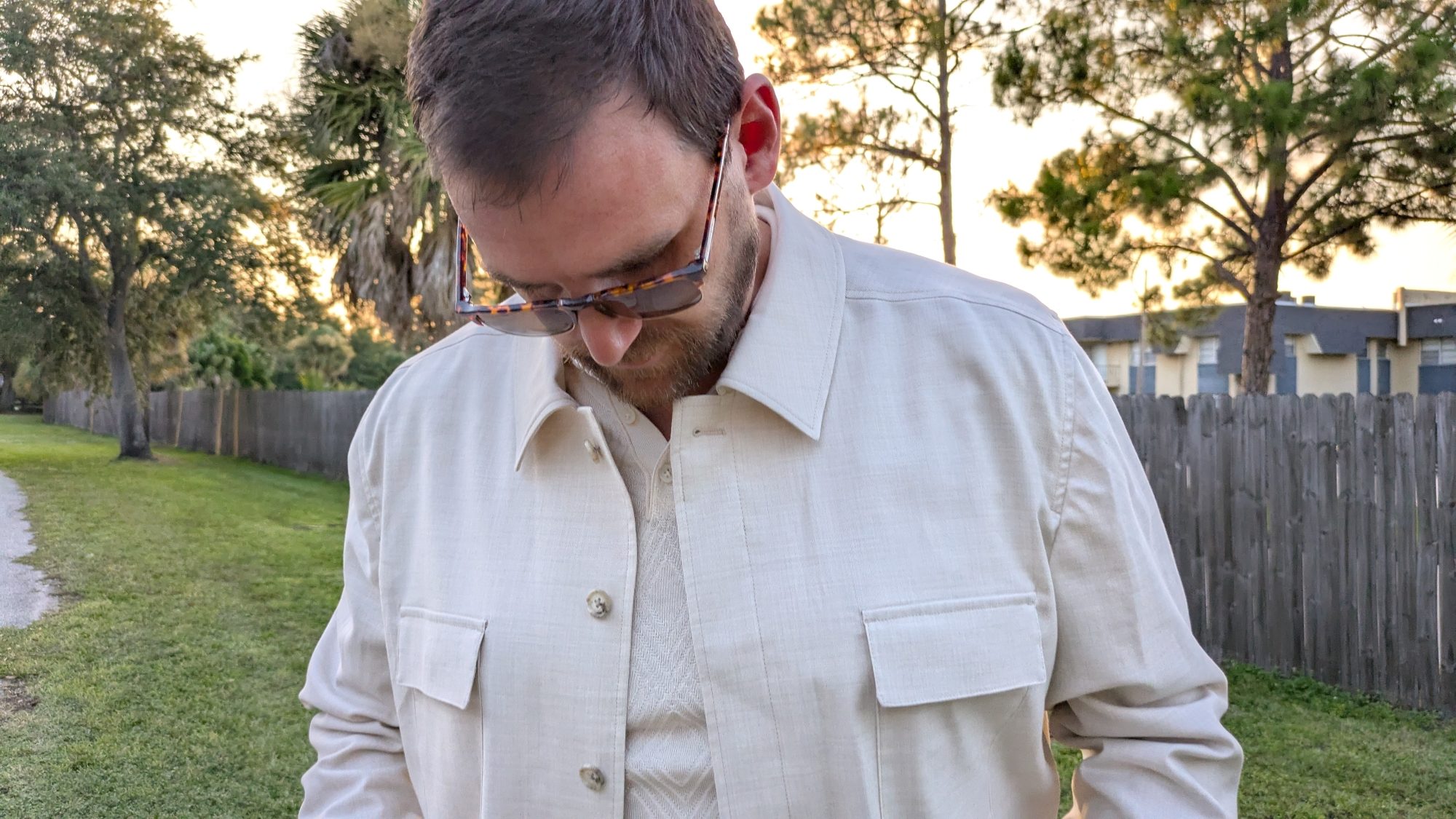 Monochromatic polo and overshirt
