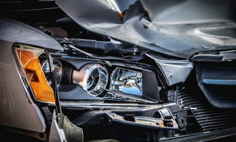 broken headlight in an accident