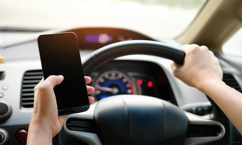 Driver texting while driving