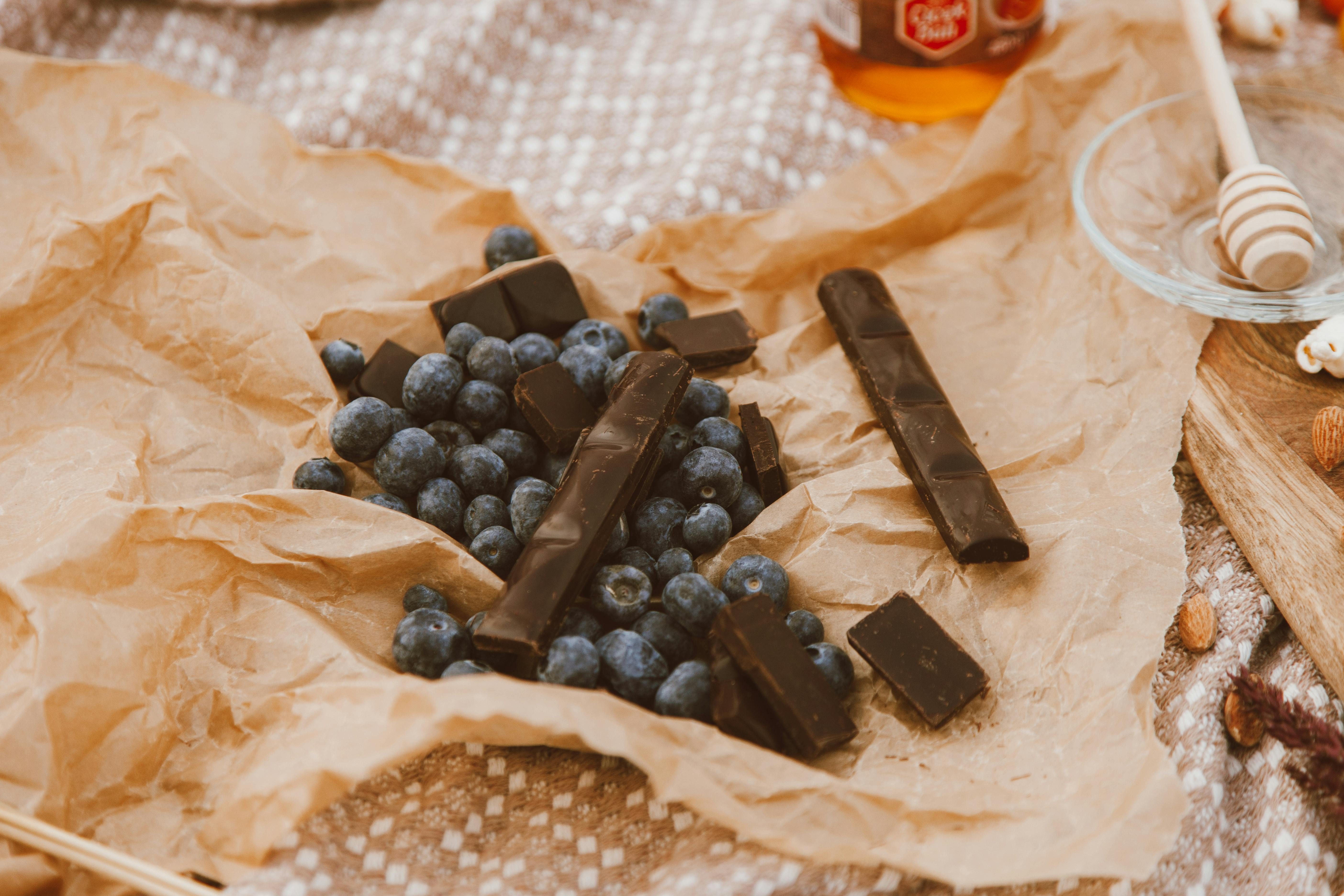 Blueberries, dark chocolate