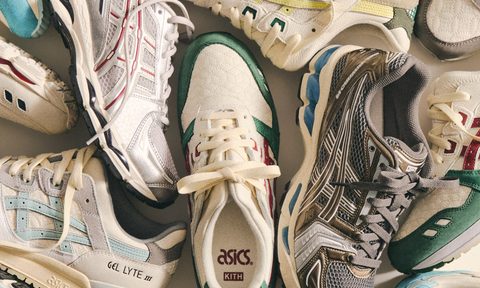 piles of kith x asics sneakers