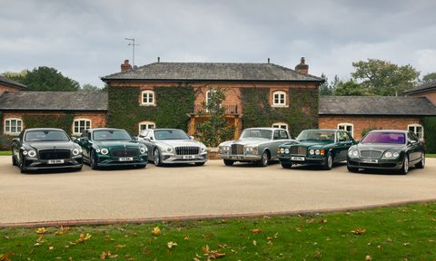 2025 Flying Spur Bentley Anniversay editions on the left with original editions on the right.