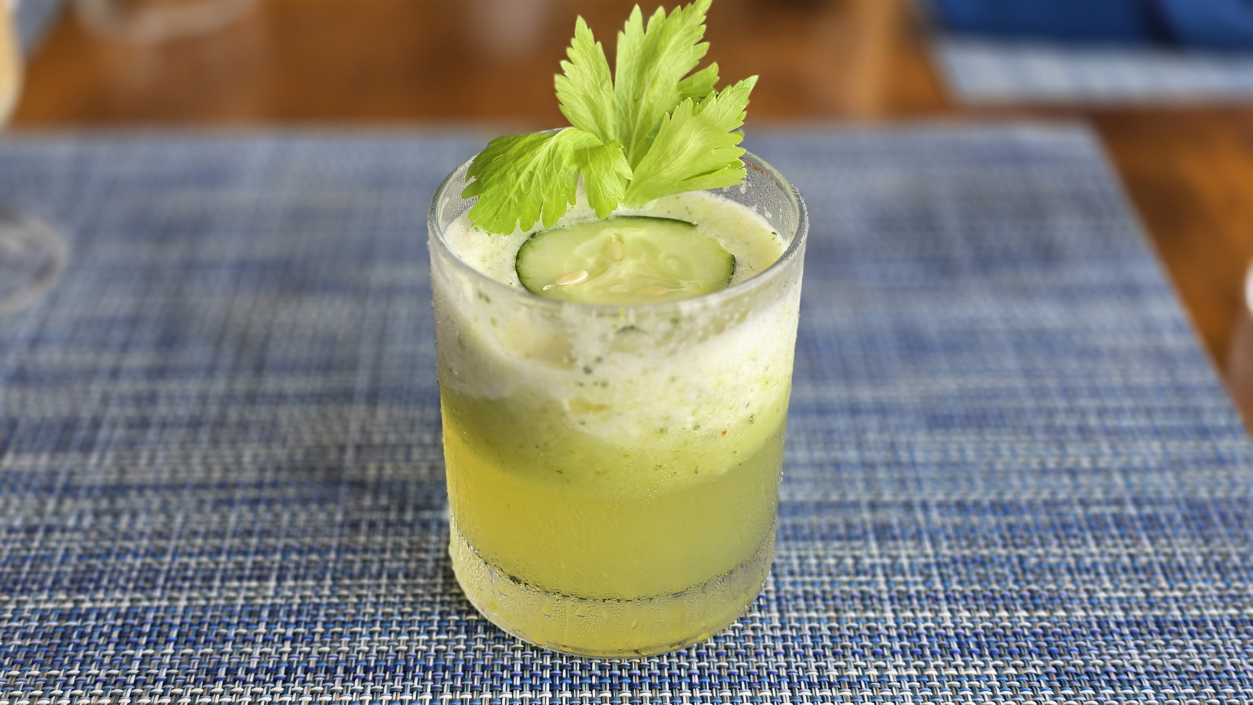 A glass full of green juice at the Amaka Lodge in Costa Rica