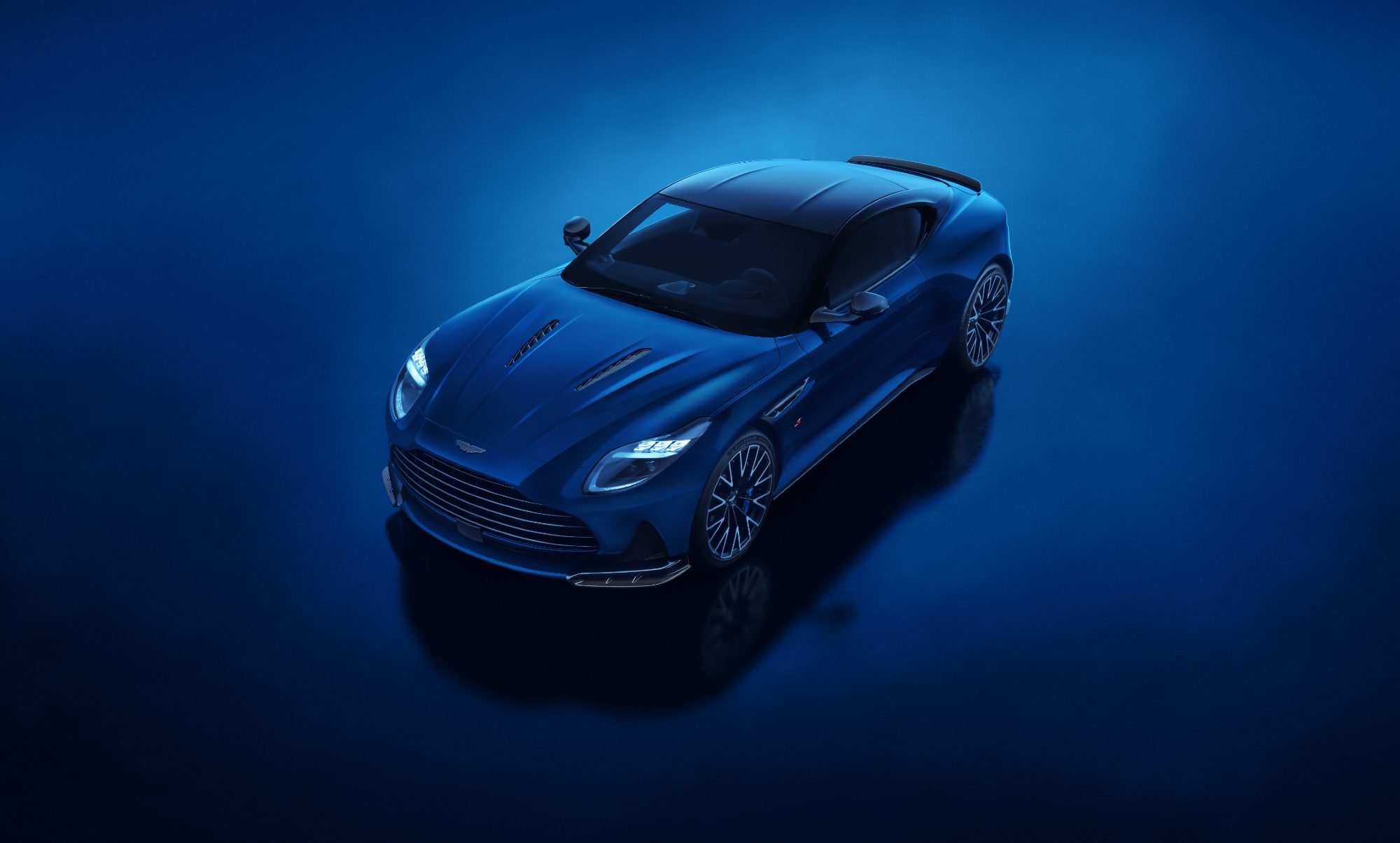 2026 Aston Martin DB12 S left front elevated three quarter view.
