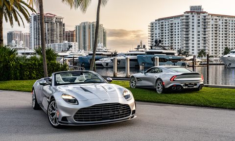 Bespoke Aston Martin V12 Vanquish models Beyond and Above at the Fort Lauderdale International Boat Show.