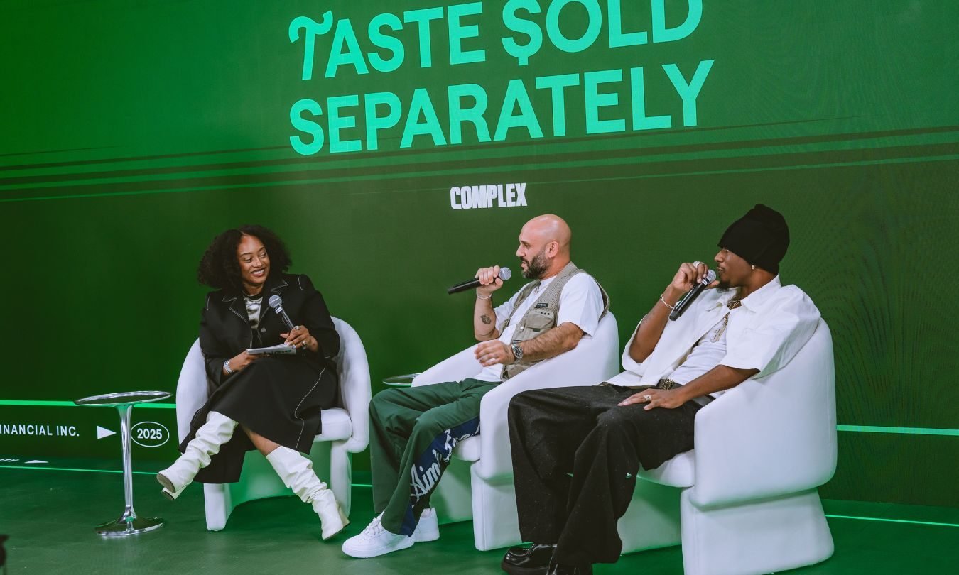 Complex EIC Aria Hughes interviews celebrity jewelry Greg Yuna and actor-rapper Joey Bada$$ as they discuss financial empowerment and entrepreneurship during Complex's New York Fashion Week event on Sept. 11, 2025, at Moonlight Studio in SoHo, New York.