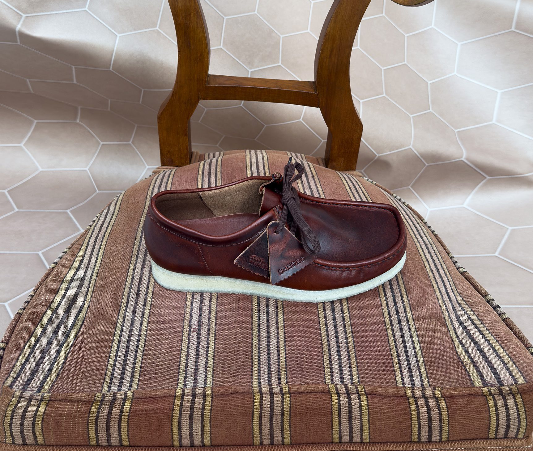 leather sandro x clarks wallabee shoes