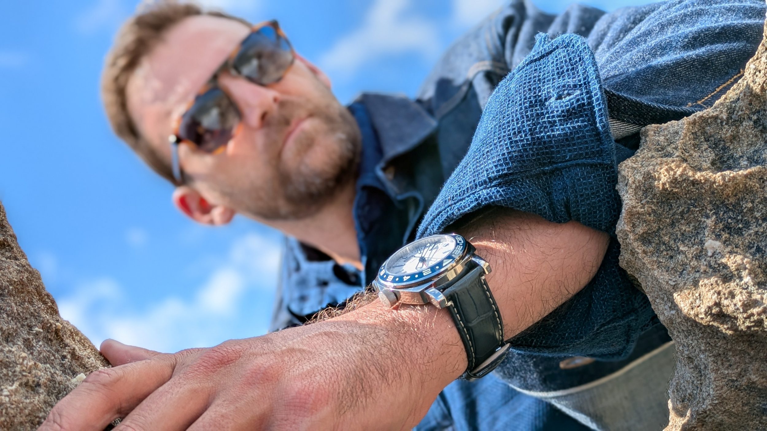 Work wear blues watch close up