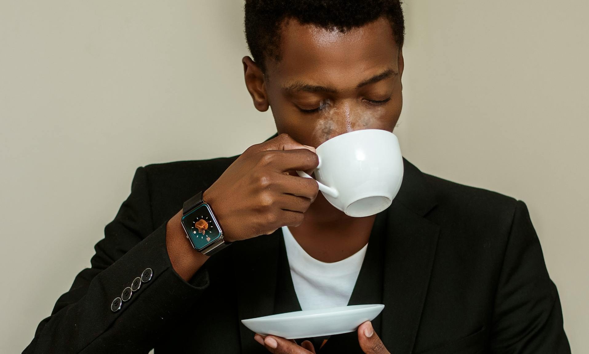 man drinking coffee