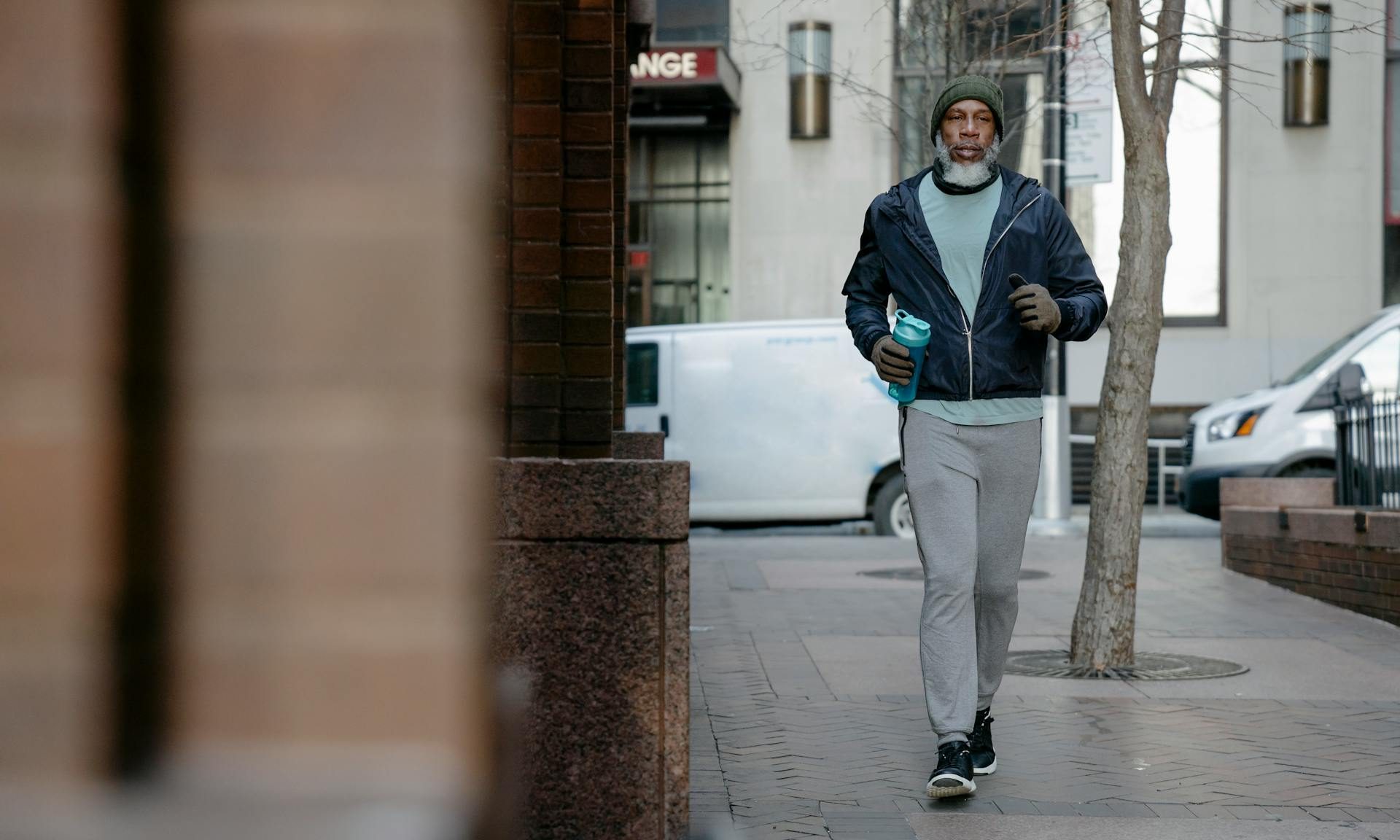 man running outdoors in winter