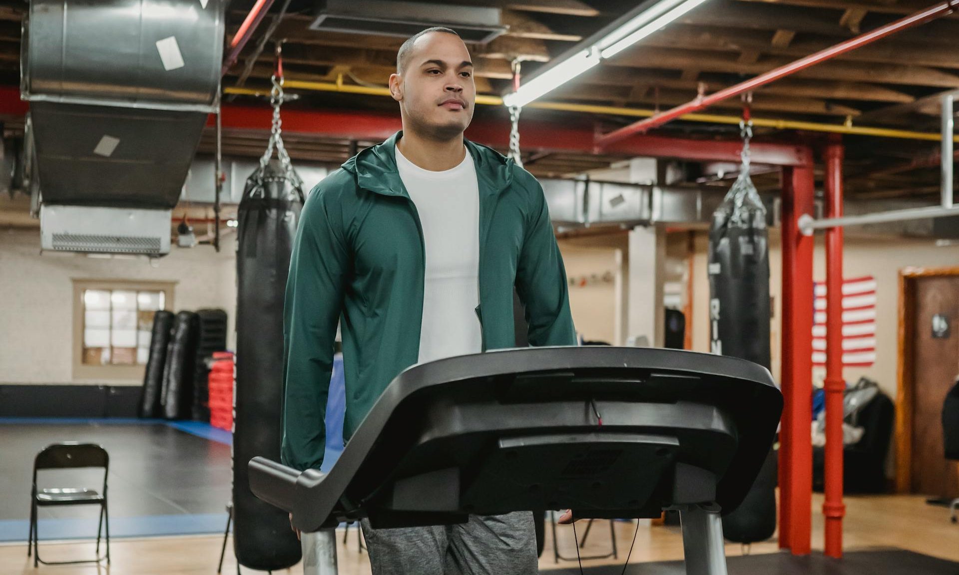 man walking on treadmill