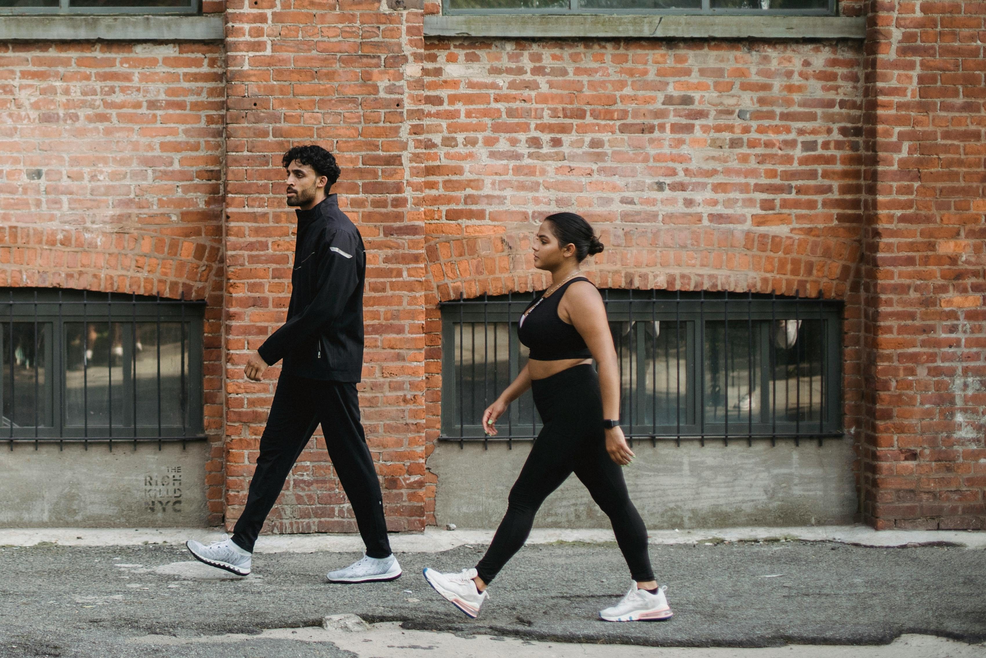 Man and woman walking.