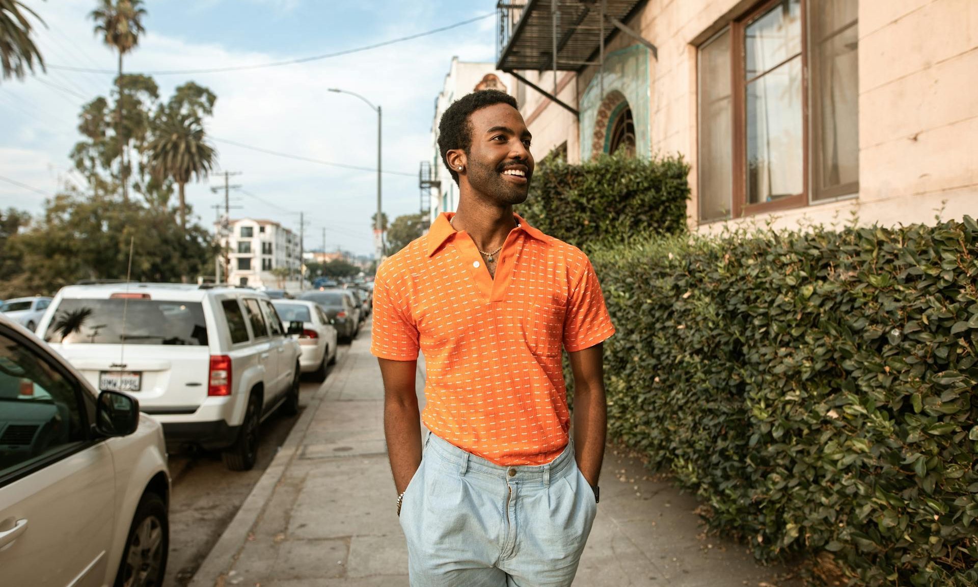 man walking outside