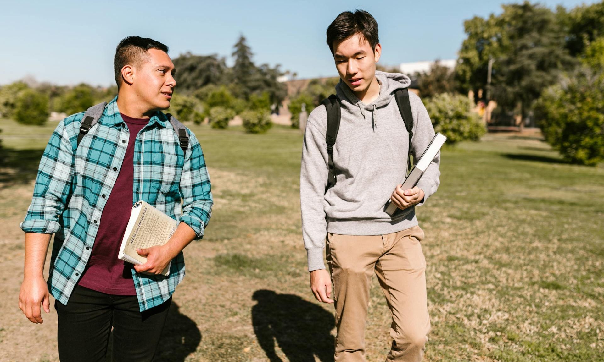 men walking in a park