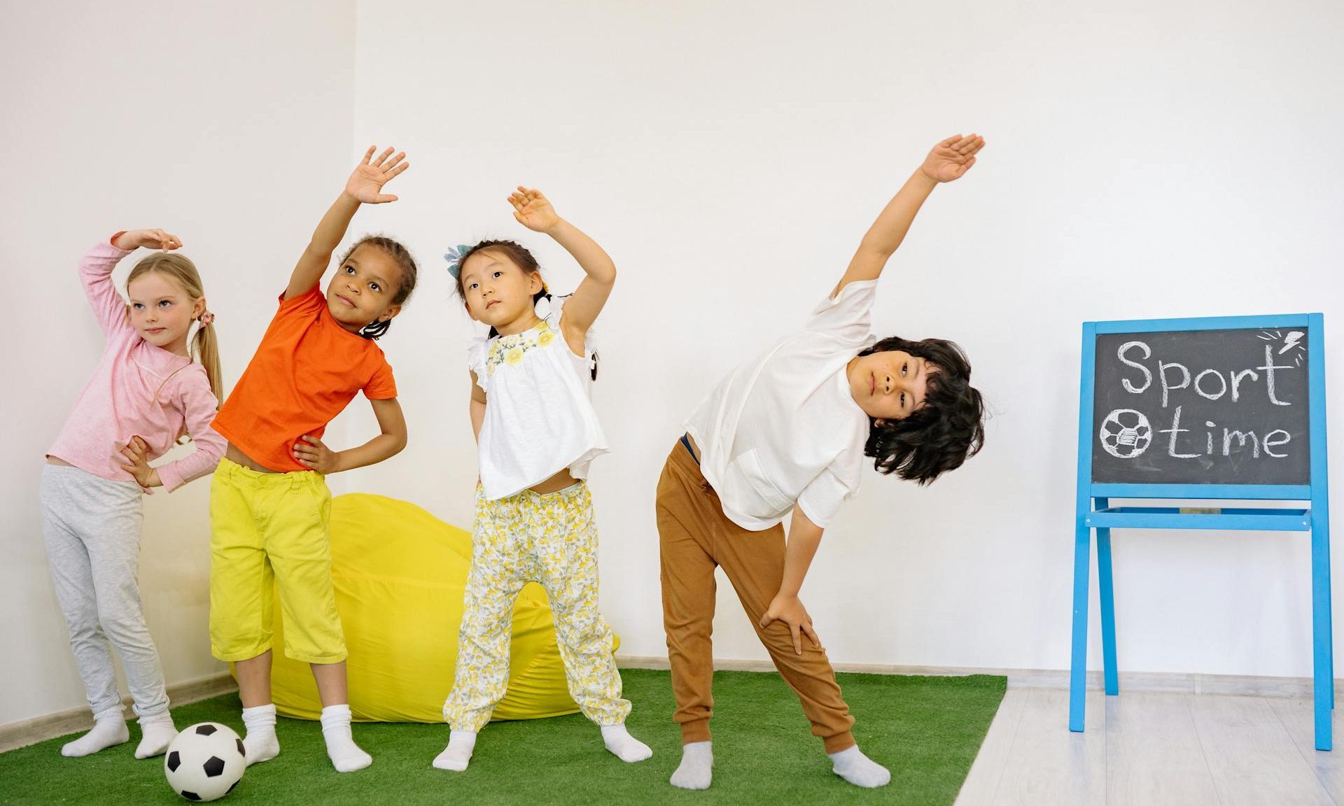 kids in class exercising