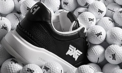 golf shoe in midst of goldfballs