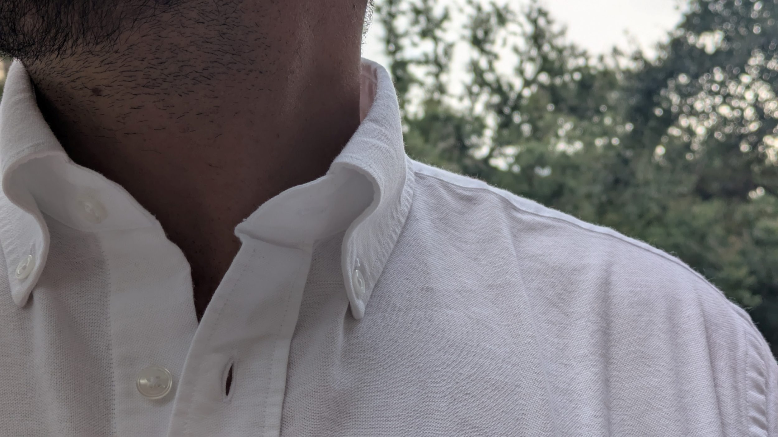 white button down close up