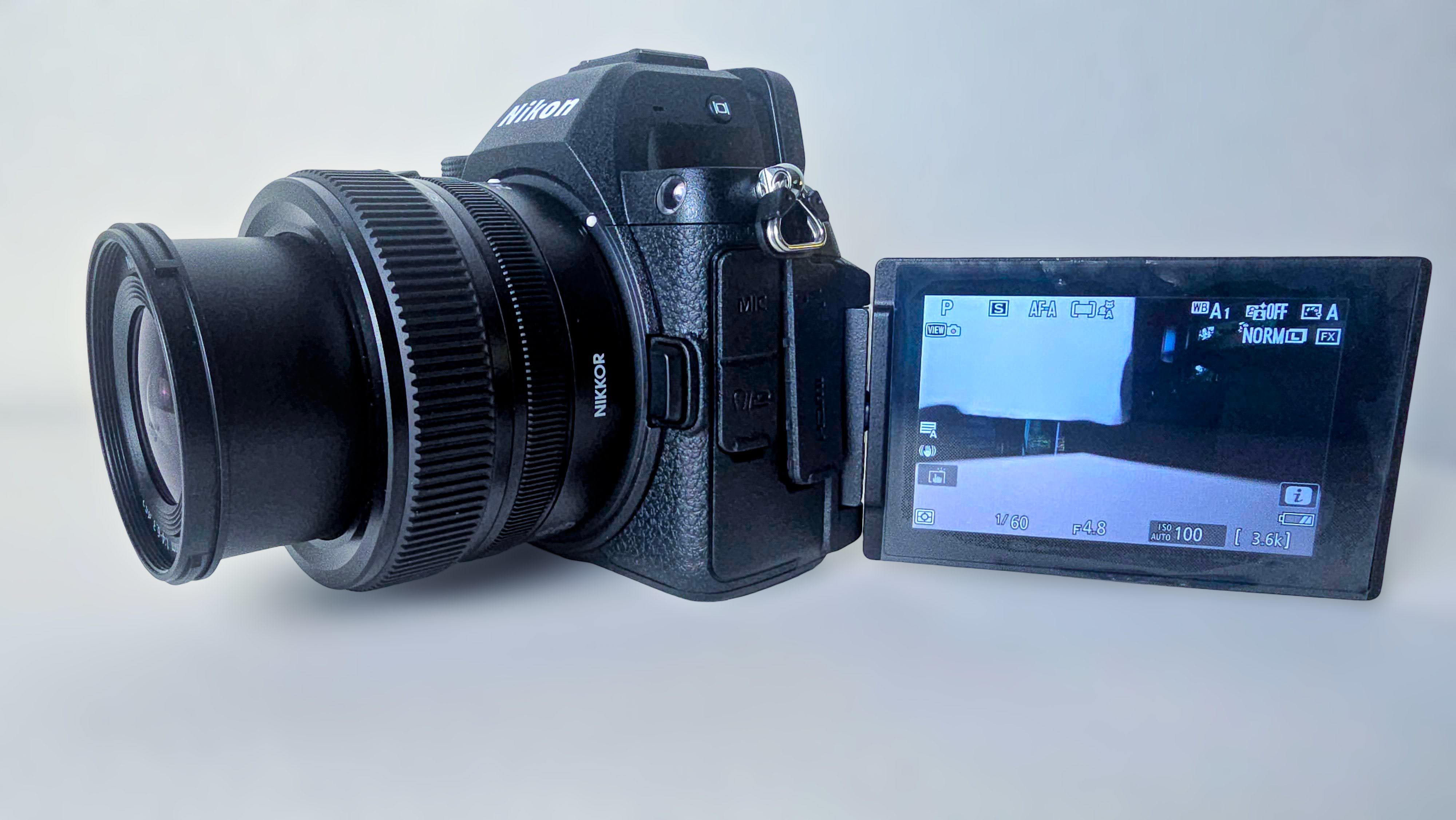 The Nikon S5 II camera with the touchscreen extended
