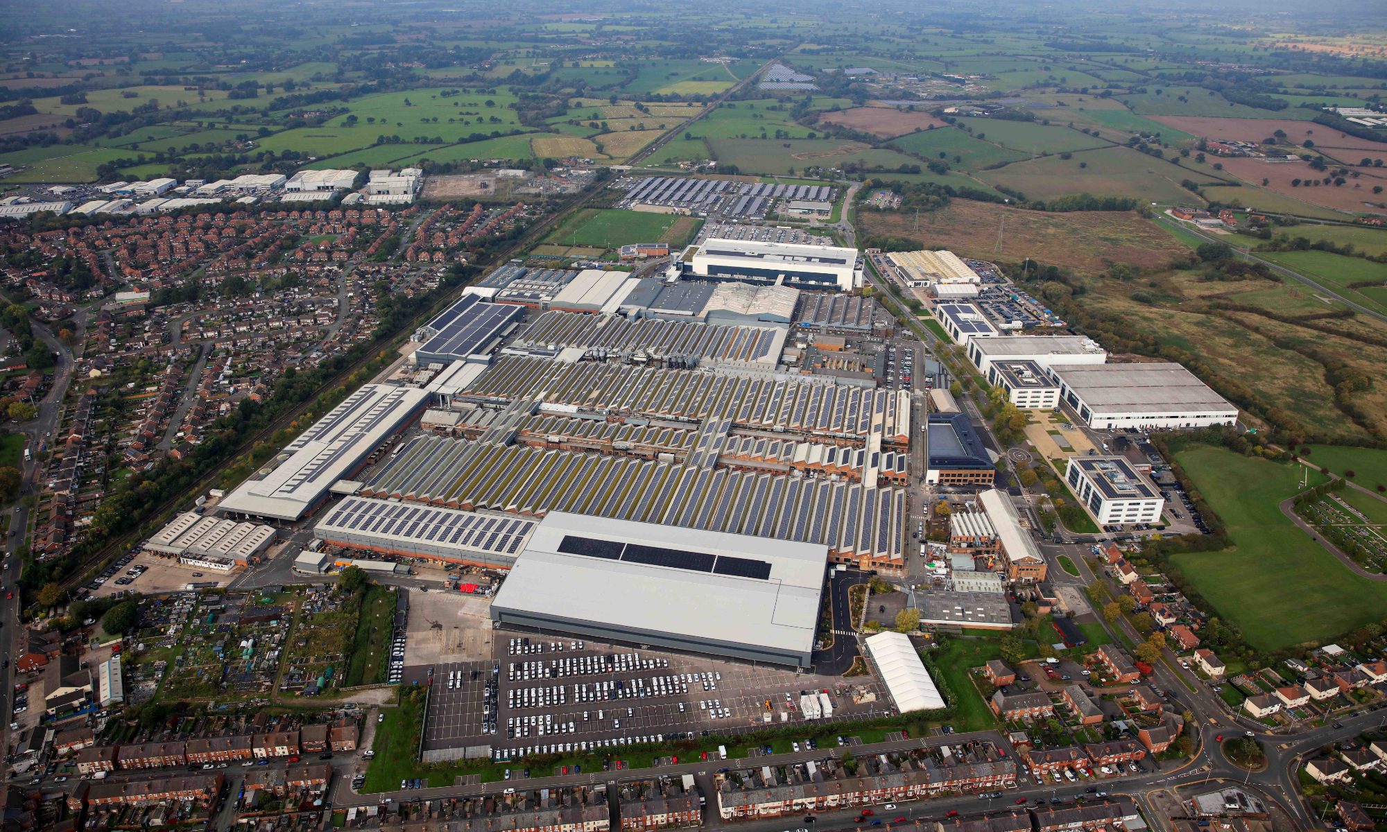Bentley headquarters and manufacturing in Crewe, England.
