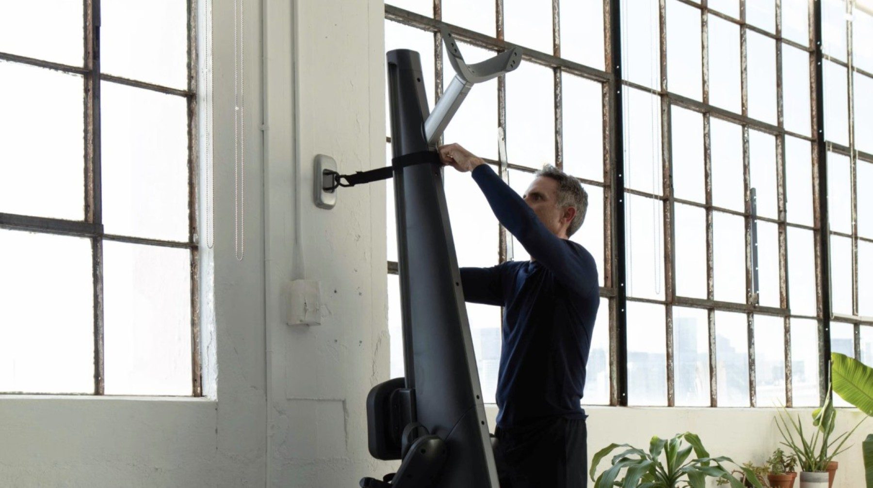 Hydrow Arc Rower upright storage