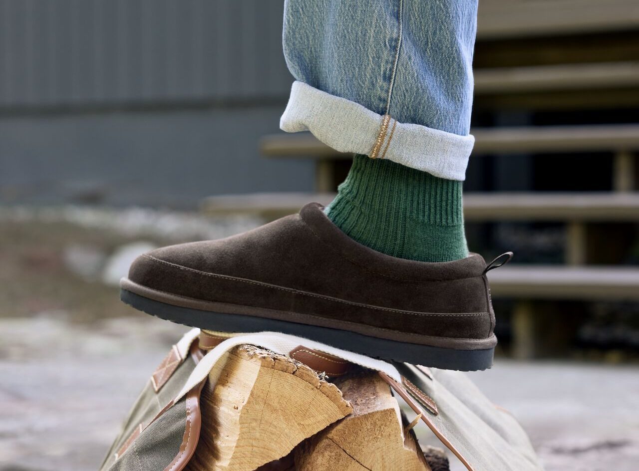 man wearing bombas saturday slip-on
