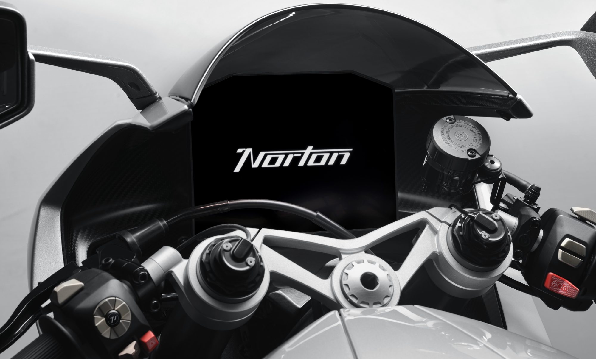 Norton Manx R cockpit and display view.