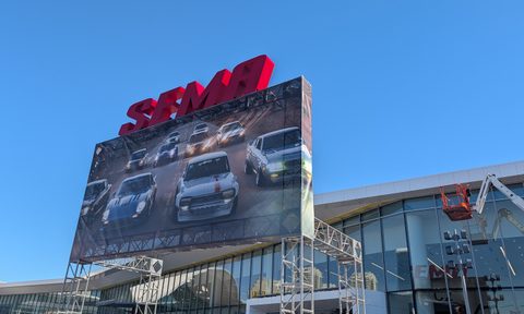 SEMA 2025 entrance sign on the LVCC