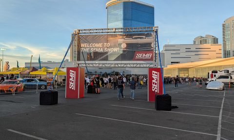 A SEMA show entrance arch