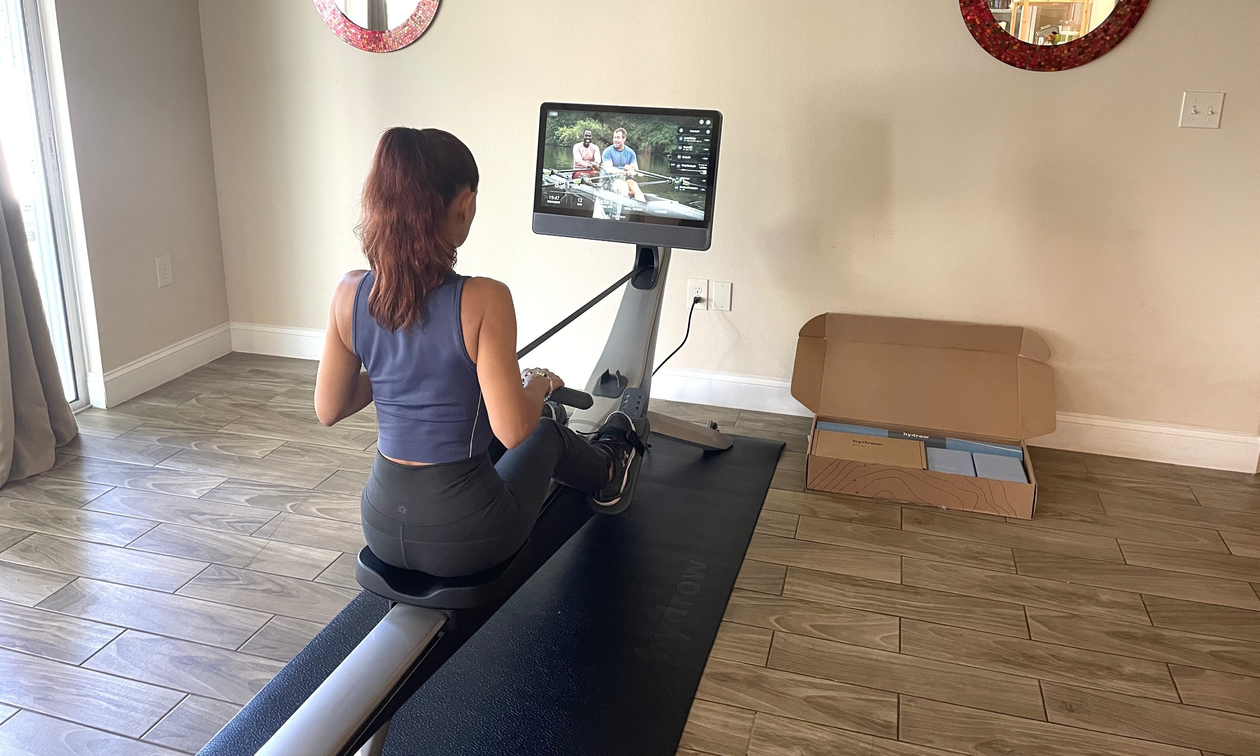 pics of Giselle on the Hydrow Arc Rower