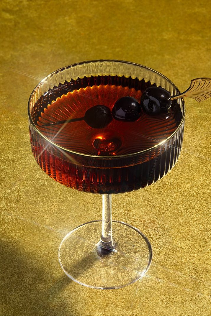 Black Manhattan cocktail.