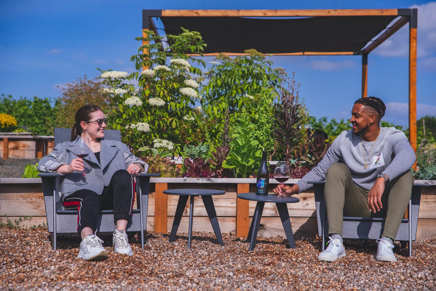 CJ and Elise McCollum wine tasting.
