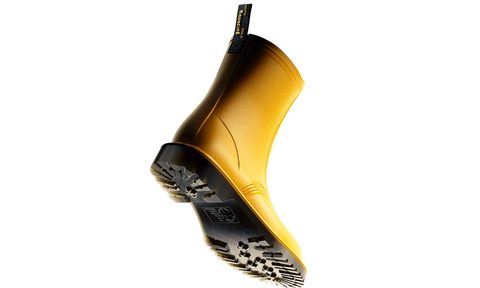 yellow back of dr. martens boot