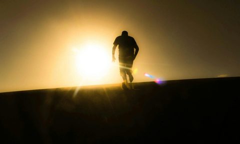 man morning sunrise workout exercise running