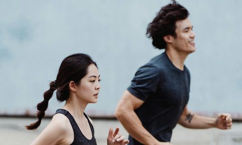 two people running outdoors