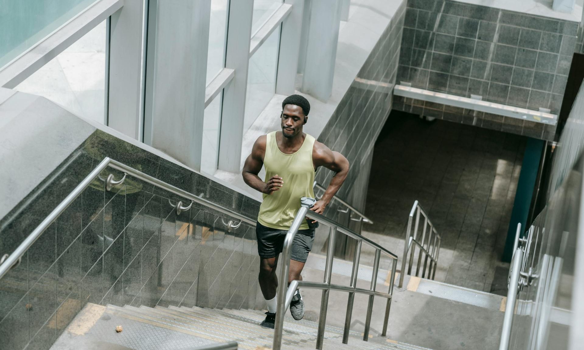 man exercising on the stairs