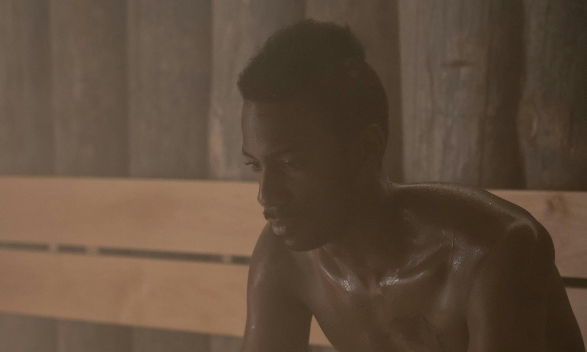 man inside sauna