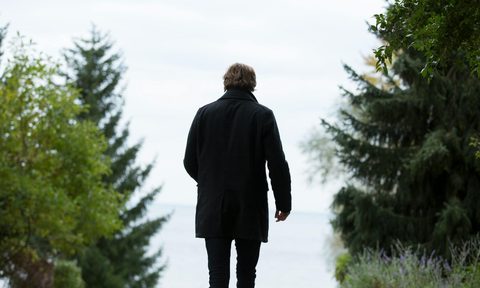 man walking outside