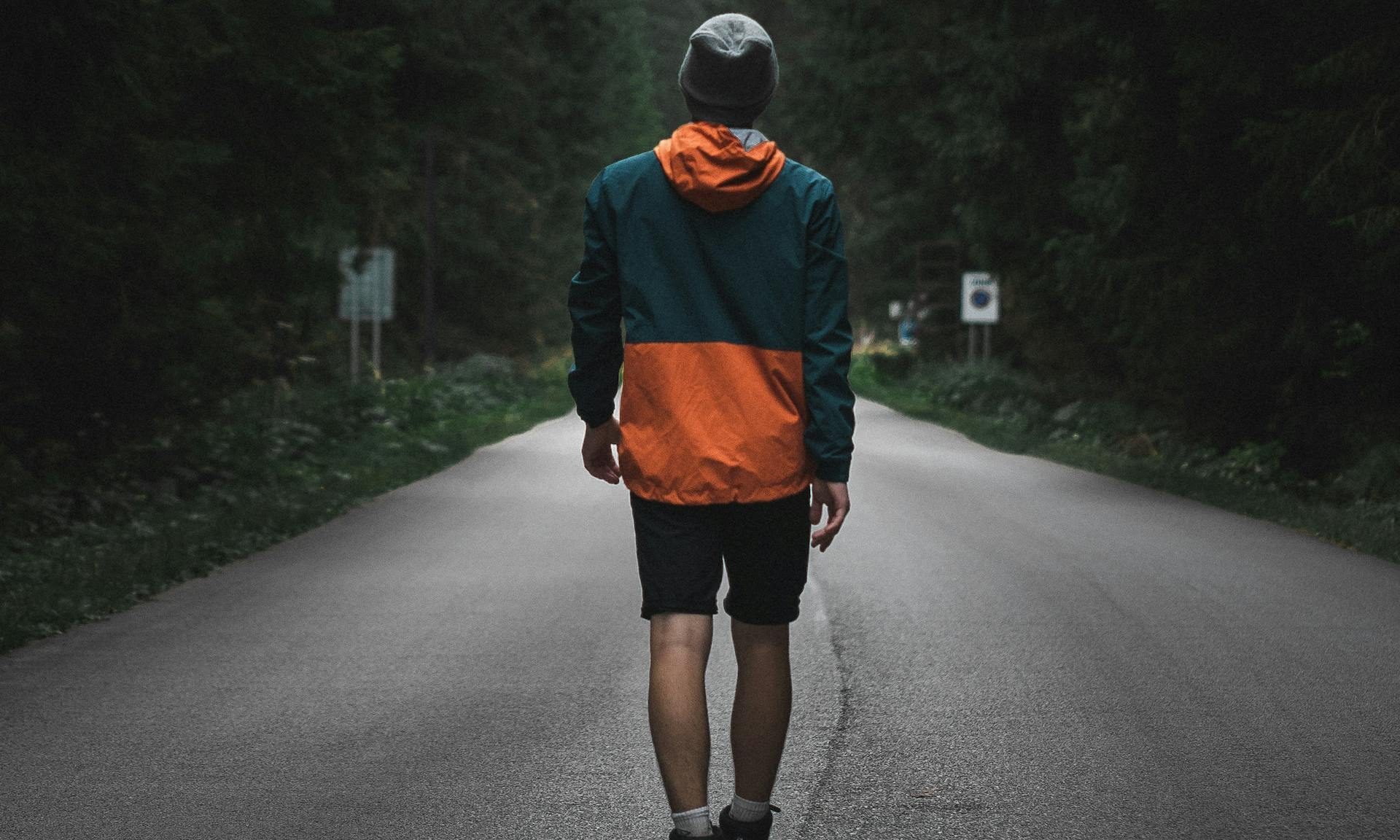 man walking outside
