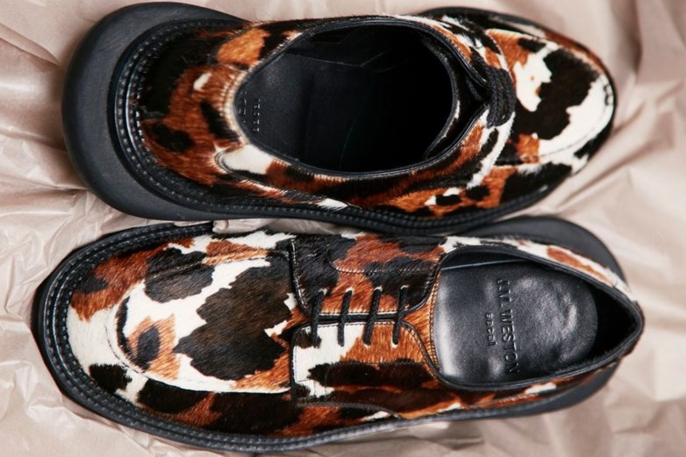 sacai jm weston cow print shoe