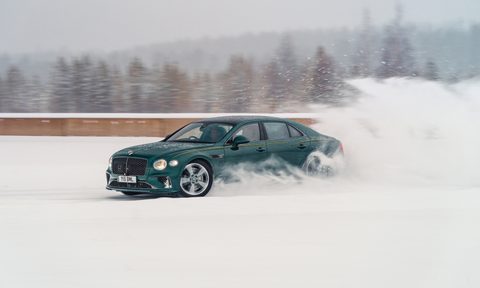Bentley Fly Spur Speed racing on ice and snow.Machine, Spoke, Alloy Wheel