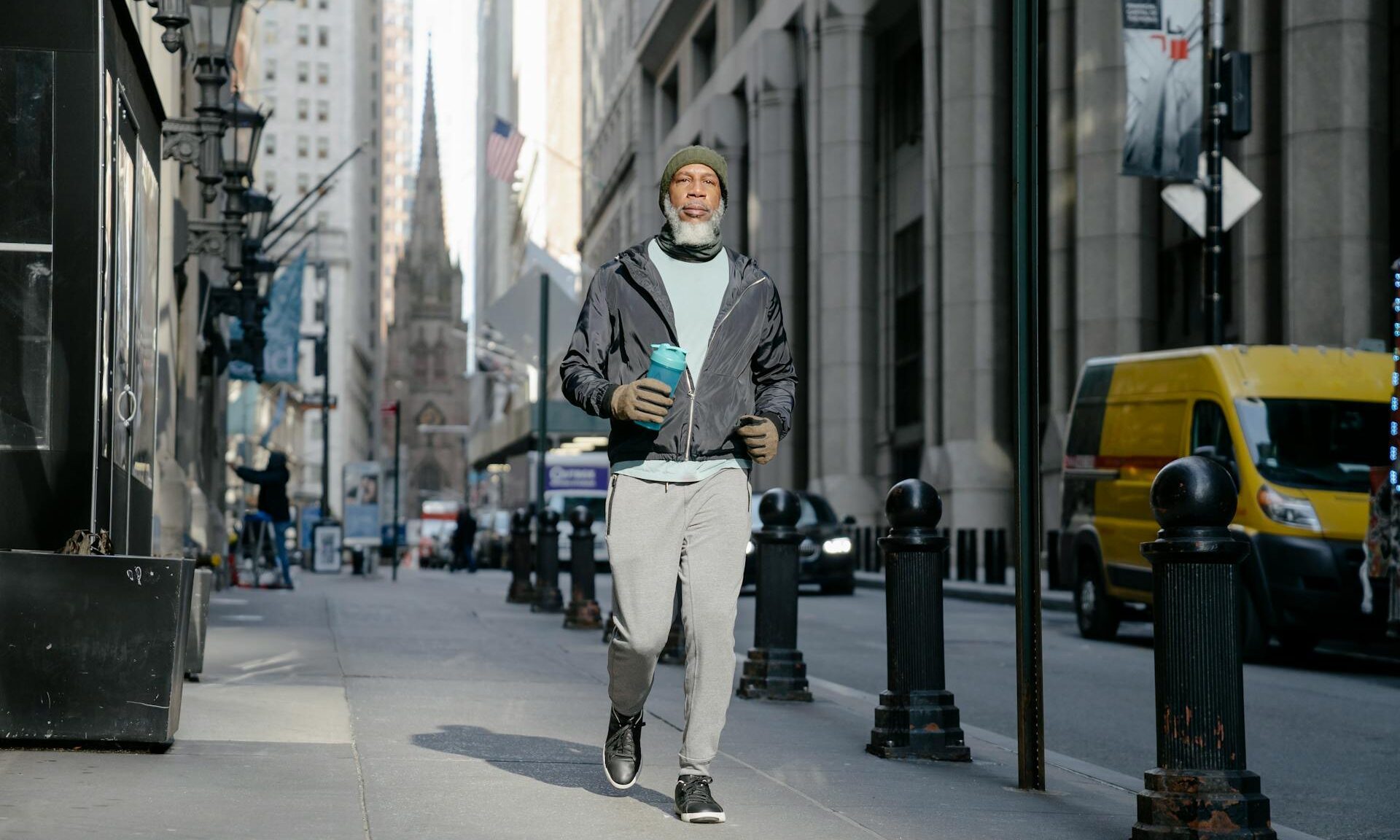 older man working out running jogging walking