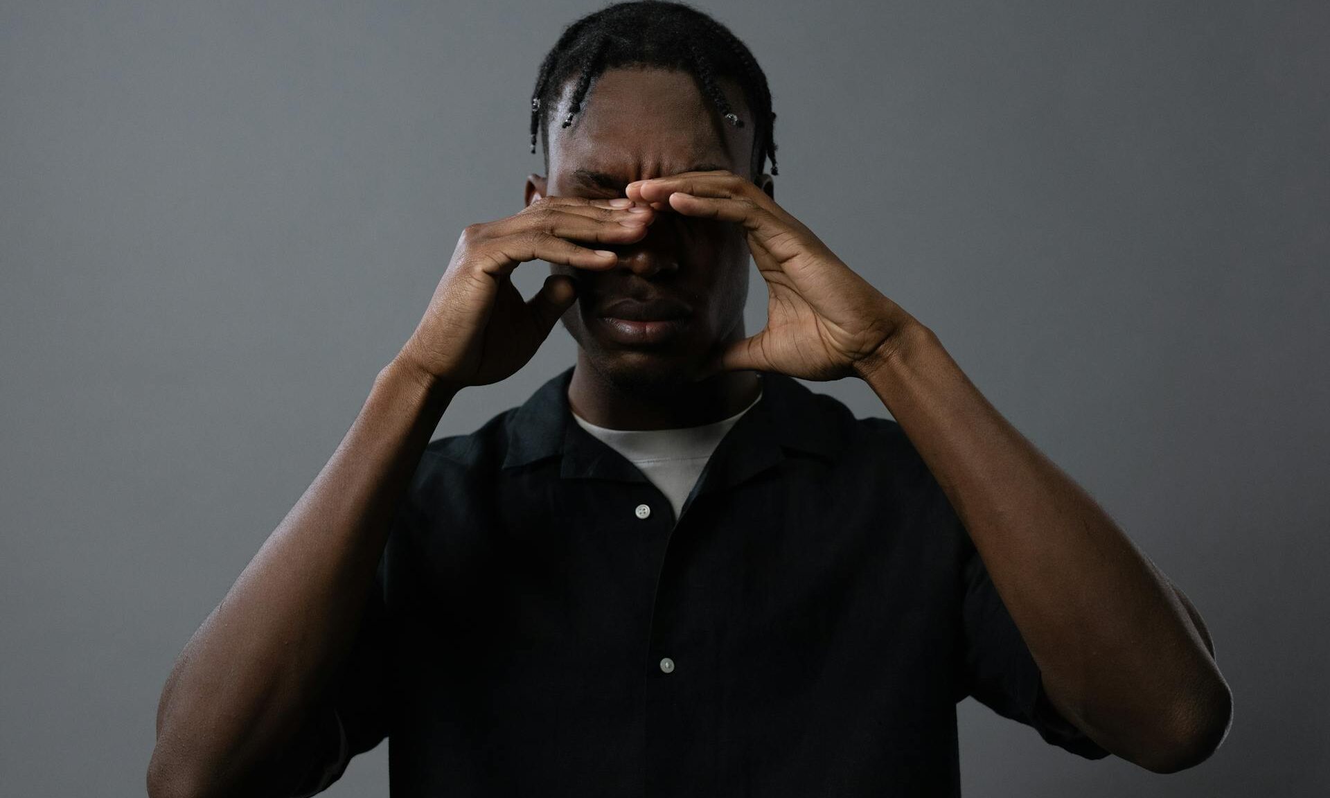 man stressed thinking