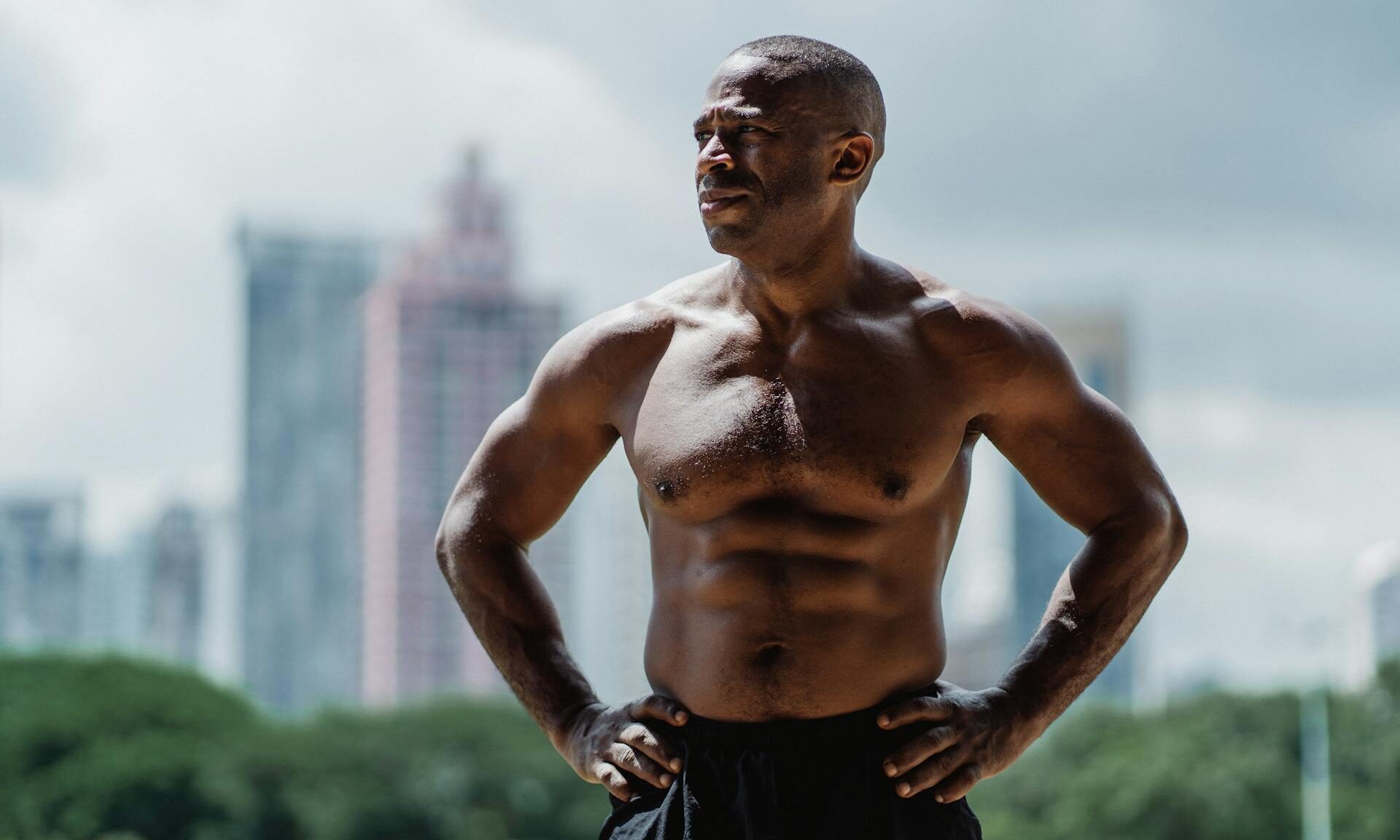 man exercising in the heat