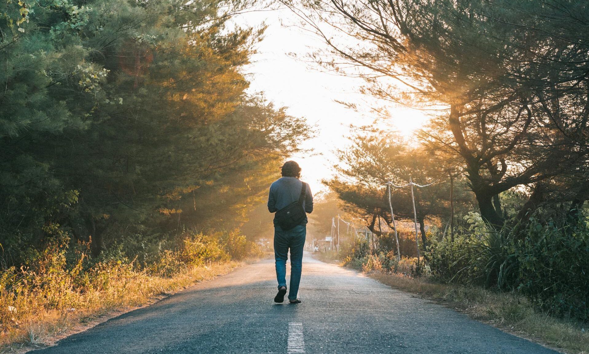 man walking in nature