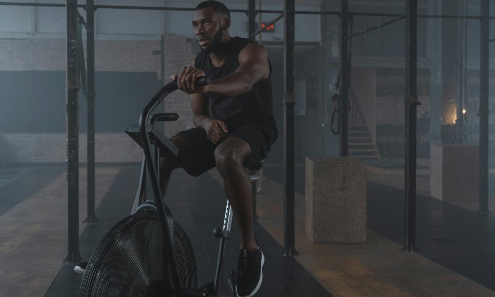 man on exercise bike