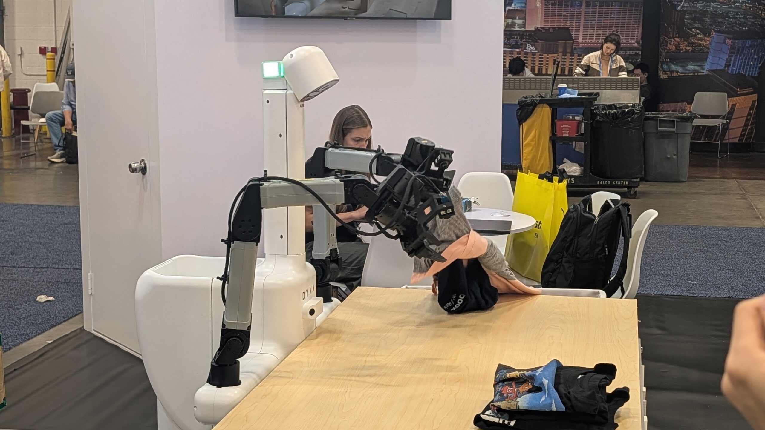 A robot sorting clothes