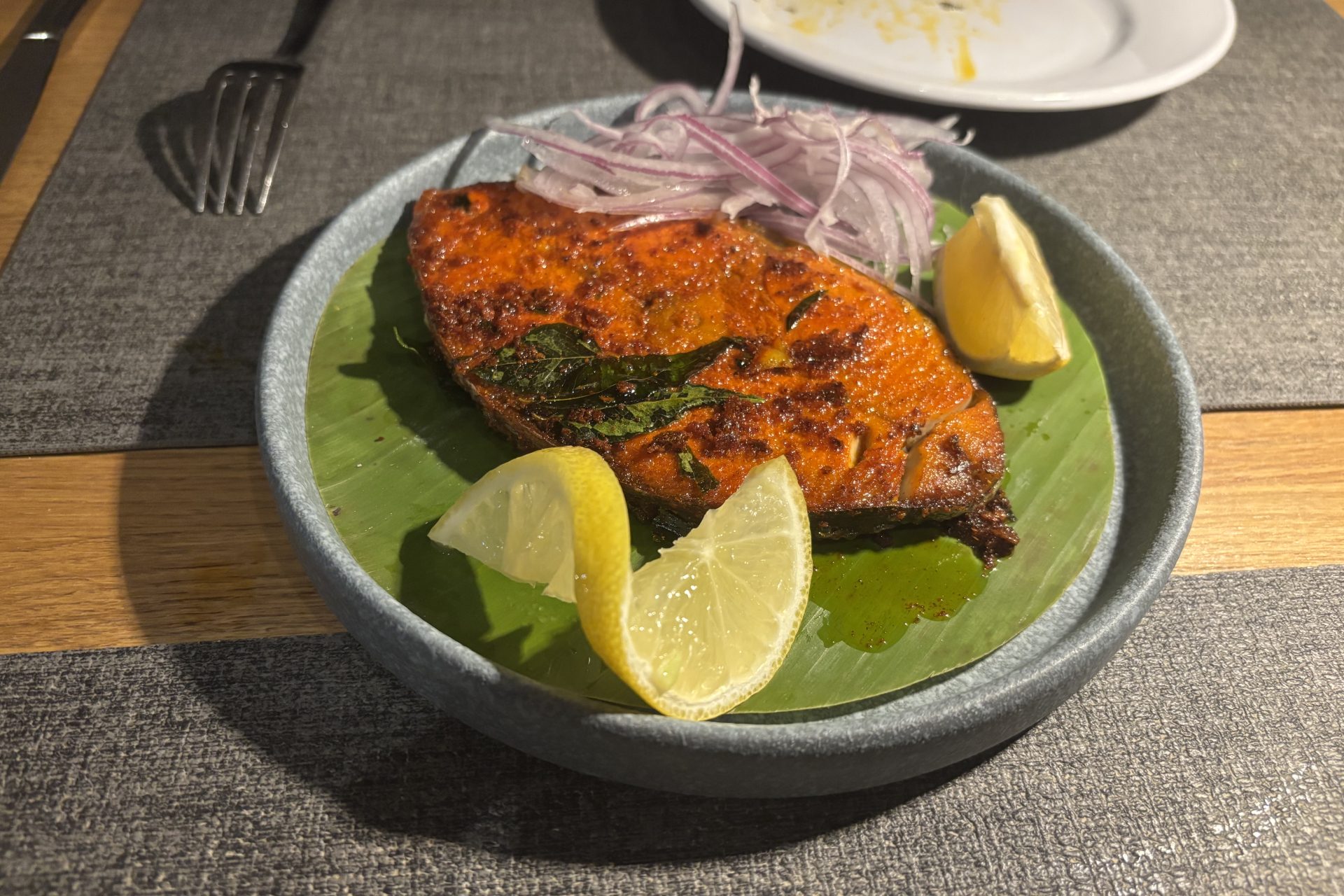 Tawa fish at Lungi on round plate