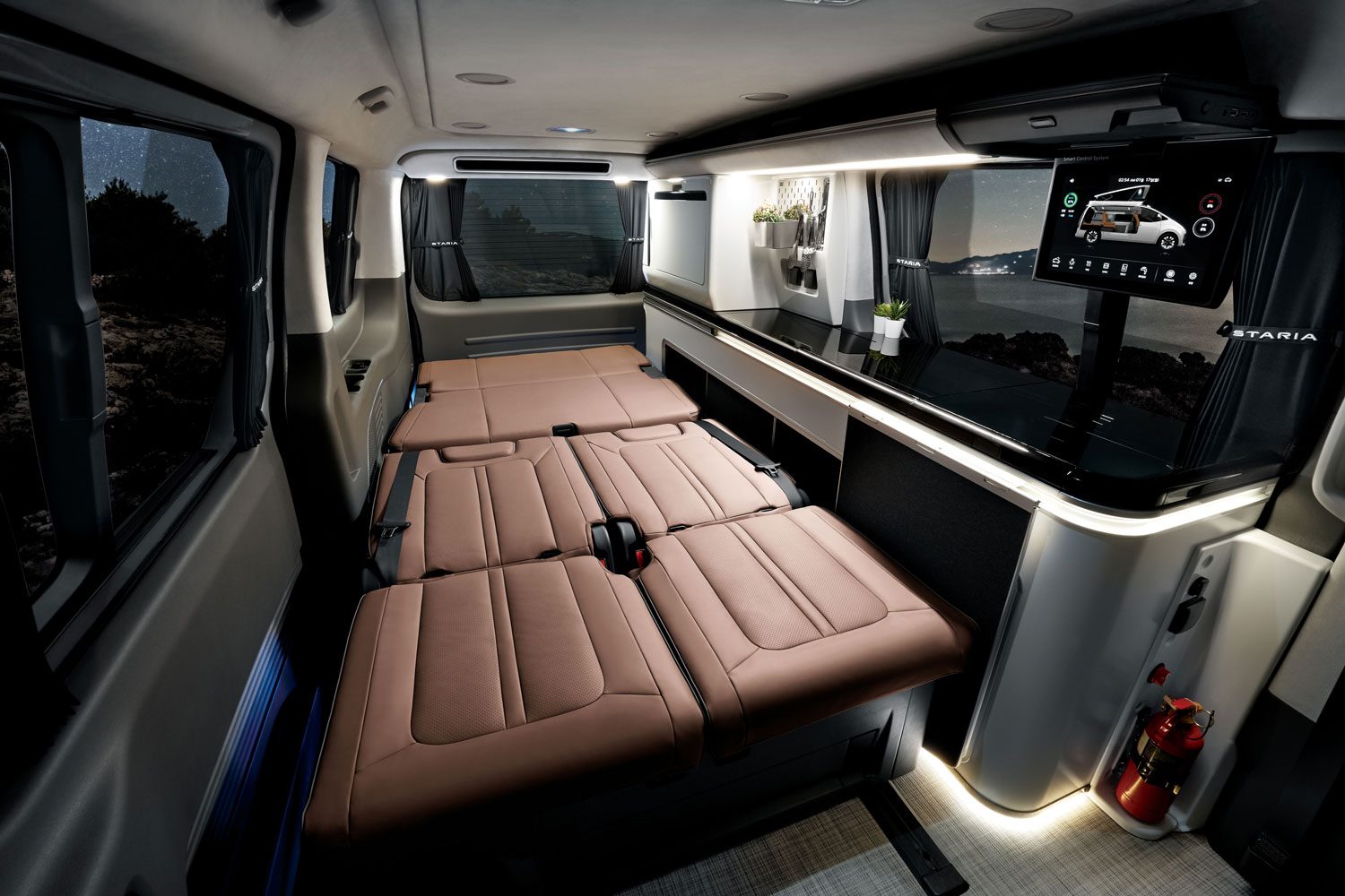 Interior of Hyundai's Staria electric campervan concept.