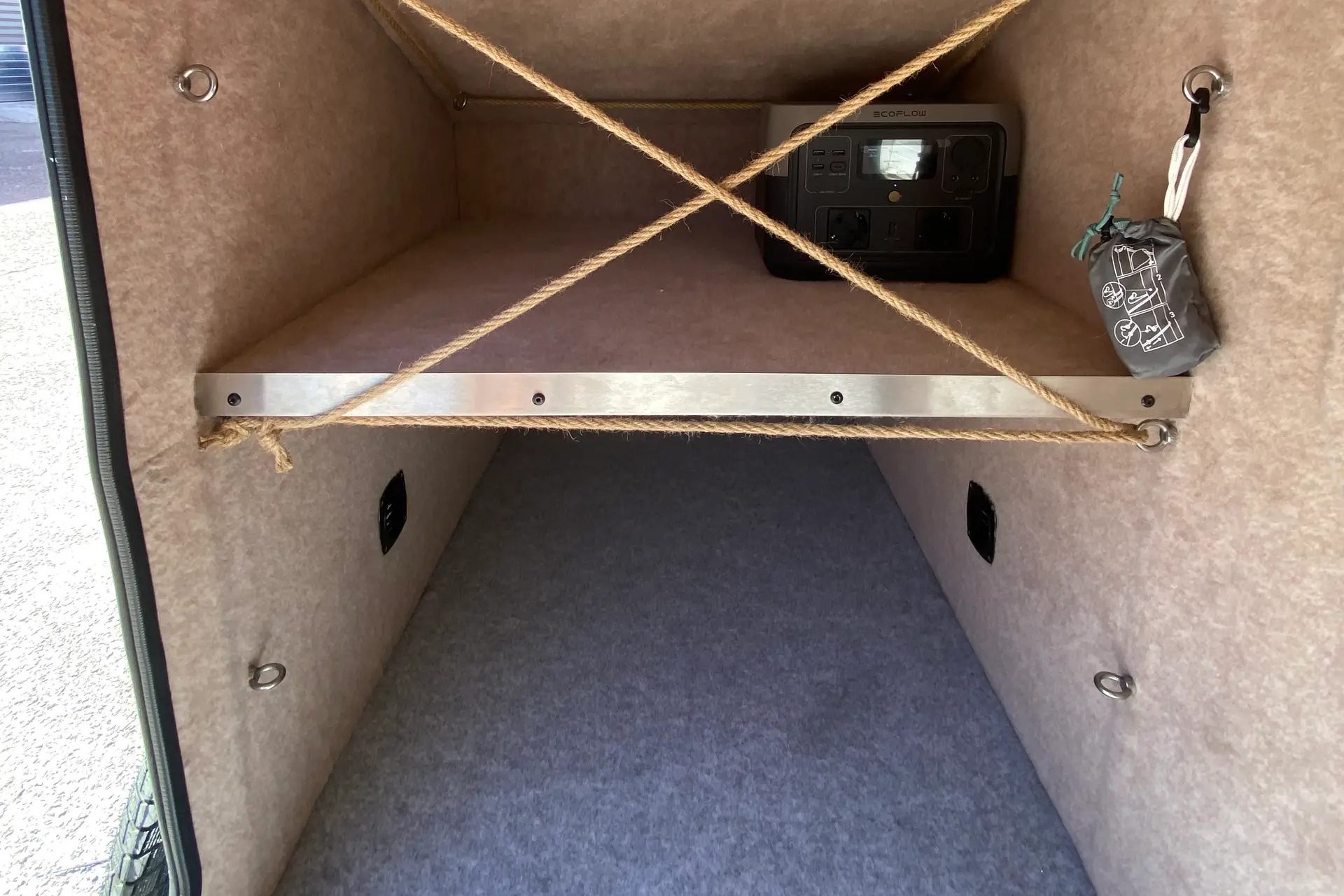 Simple interior of Nirvana Van's Nirvana Bike Camper.