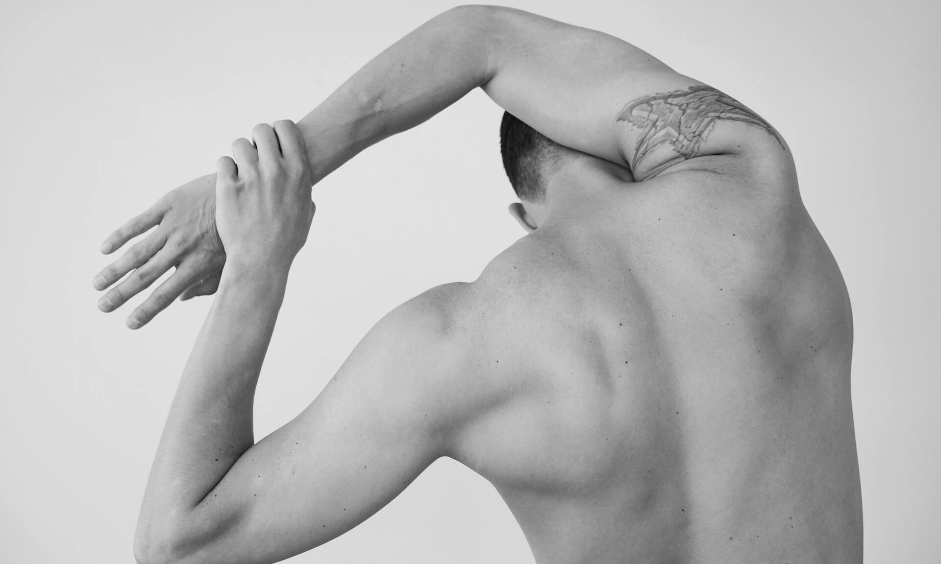 man stretching